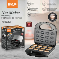 Machine à gaufres et biscuits électrique RAF R.532G 750W antiadhésive à double face chauffante, compacte pour la pâtisserie maison