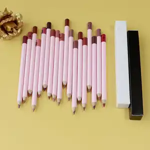 Private Label Cosmetic Pink Tube 18 Colors Customize Logo Creamy Lipliner Waterproof Long Lasting Smooth Lip Liner Pencil