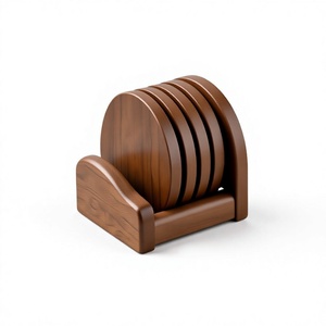 Wooden <b>Round</b> Contemporary Eco-Friendly Drink Mat Coasters 33cm Diameter for <b>Coffee</b> Dining <b>Tables</b> and Office - Product Image 5