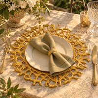 Assiette de présentation en plastique de 13 pouces, finition poudrée, élégante, vert émeraude, style baroque, bord ajouré, finition brillante texturée, pour événements