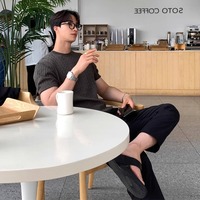 Nouveau T-shirt d'été tricoté à manches courtes, texturé, luxe léger, coupe ajustée, style business décontracté, vente en gros transfrontalière pour le commerce extérieur