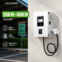 Estación de Carga para Vehículos Eléctricos de Pared, Nivel 3 OCPP, IP54, con Pantalla, 40kw, Compatible con CCS, GBT, NACS, Chademo, BYD, para Uso Doméstico