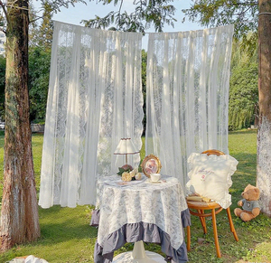 Cortinas transparentes de bolsillo con barra de estilo francés de alta calidad para decoración de dormitorio - Product Image 1