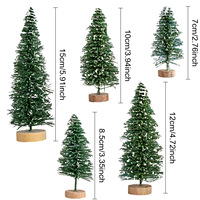 Lot de 5 mini-sapins de Noël artificiels en neige simulée, décorations de table et vitrine intérieures