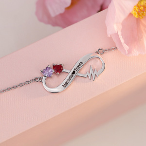 Collar de Acero Inoxidable Personalizado con Diseño de Latido de Corazón Infinito, Regalo de Joyería para Niñas, Familiares y Parejas - Product Image 6