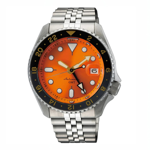 Reloj Deportivo Mecánico para Hombre con 5 Agujas GMT, Cadena de Cinco Eslabones en Bloques de Color, Acero Inoxidable, Movimiento NH34, Esfera de Cristal de Zafiro - Product Image 5