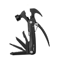 Marteau multifonction portable en acier inoxydable de haute qualité, équipement de survie, couteau multi-outils, pinces pliantes noires, garantie 1 an
