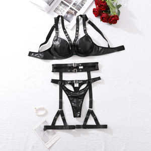 2025 फैशन मेटल आईलेट ने सेक्सी खोखला बाहर बैकलेस आकार वाले पॉलिएस्टर समायोज्य दो-टुकड़ा लिंगेरी सेट - Product Image 6