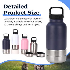 Bouteille d'eau pour chien en acier inoxydable 304SS, bol amovible pour animaux de compagnie, <span class=keywords><strong>thermos</strong></span> isotherme portable pour les voyages en plein air et l'utilisation des animaux de compagnie - Product Image 2