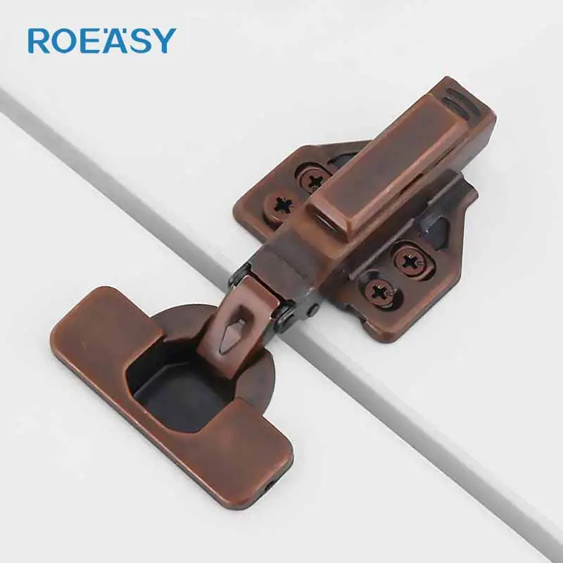 ROEASY Antique Copper Cabinet Hinge 120g Soft Closing 35MM 3D Adjustable Straight Hinges for Kitchen Living Room