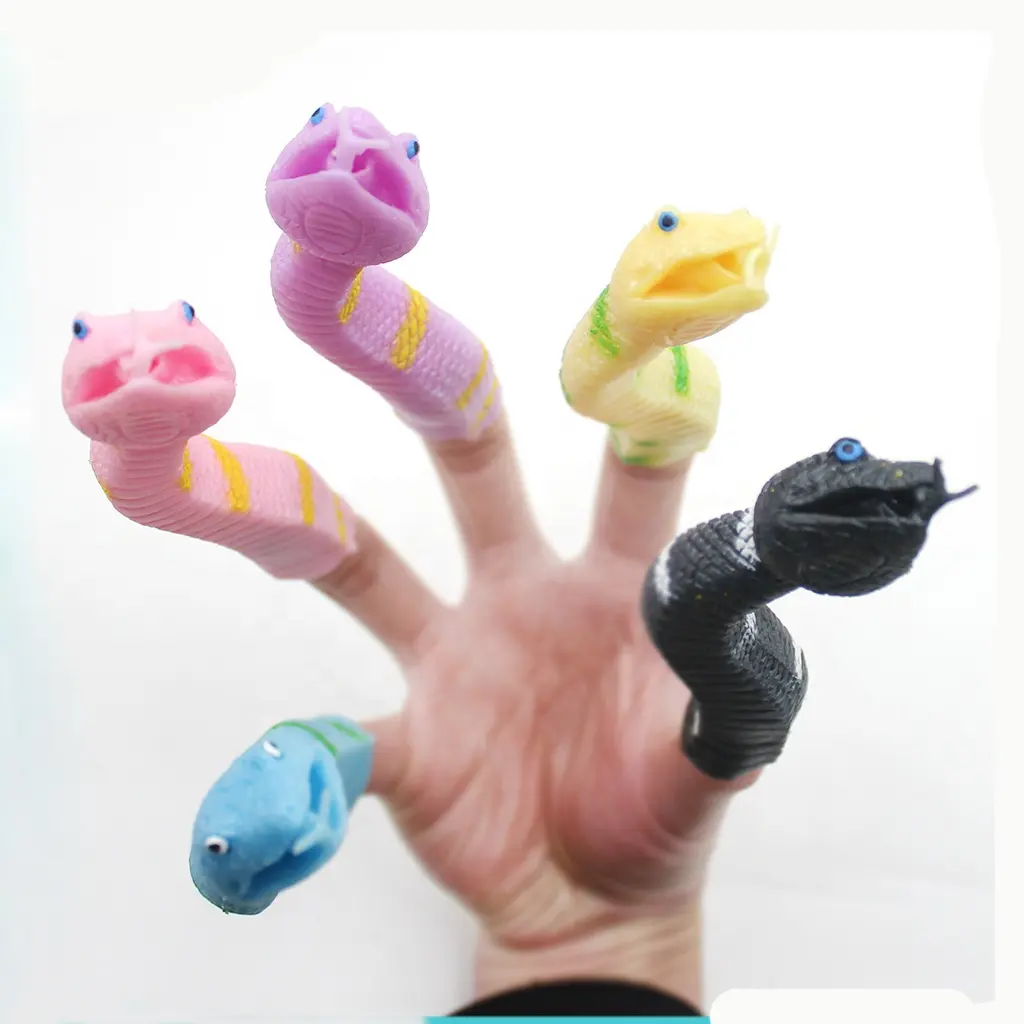 Yiwu Superstar Bunte TPR Schlange Tier Finger puppe TPR Finger Pretend Tell Story Streich Witz Spielzeug für Kinder Gadget Geschenk