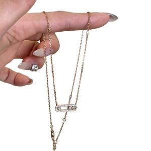 Collar con Colgante Geométrico, Chapado en Oro de 18K, Cadena de Caja, Engaste de Bisel con Cristal, Estilo Lujoso para Uso Diario de Mujer - Product Image 2