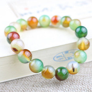 Peacock Agate <b>Bracelet</b> 8x12mm <b>Ball</b> Shape Unisex Jewelry Gift For Couple And Best Friends - Product Image 1
