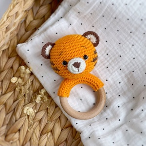 Gran oferta <span class=keywords><strong>mordedor</strong></span> de madera juego de regalo de animales <span class=keywords><strong>Amigurumi</strong></span> hecho a mano ganchillo animales juguetes ganchillo Tigre Animal bebé sonajero mordedores para bebés - Product Image 6