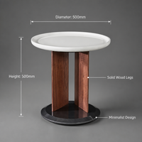 Ensemble de tables basses minimalistes à structure ronde en fer, plateau en pierre frittée aspect marbre, table d'appoint pour salon, hôtel, projet commercial