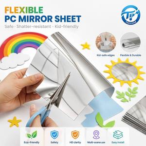 Flexible PC <b>Mirror</b> Film Self Adhesive Cuttable DIY <b>Plastic</b> <b>Mirror</b> Sheet Shatterproof Kids Craft Wall Decor OEM Factory Supply - Product Image 1