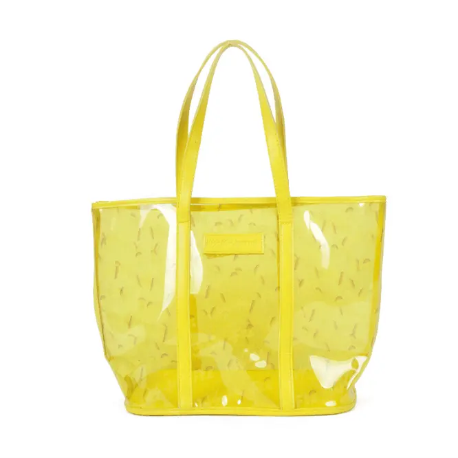 Yellow Transparent Bag PVC Handbag Shoulder Bag Beach with Custom Logo