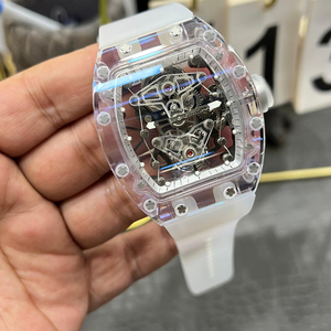 Reloj Automático de Cristal Transparente de Alta Calidad con Correa de Goma Blanca - Product Image 3