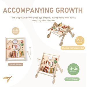 Andador de bebé, juguete de aprendizaje de empujar y tirar personalizado, sentarse para pararse, caminar personalizado de Color Natural o arcoíris - Product Image 5