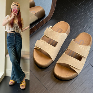 Sandales <span class=keywords><strong>Femme</strong></span> Bouton Double Style Rétro Été, Semelles Moelleuses Épaisses, <span class=keywords><strong>Tongs</strong></span> de Plage, 2591 - Product Image 2