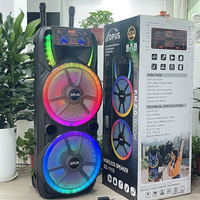 SZ-1115 Speaker Trolley Super Bass Outdoor Dual 15 Inch yang Kuat dengan Mic, Lampu RGB, DJ, Wireless, Aktif, dan Karaoke