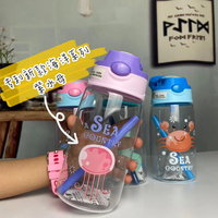Botella de Agua Infantil Deportiva de Plástico Sublimado, Libre de BPA, con Pajita, Diseño para Niños