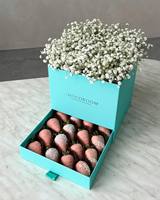 Benutzer definierte leere Schokolade bedeckt Erdbeeren und Blumen Lieferung Geschenk box Verpackung zum Verkauf