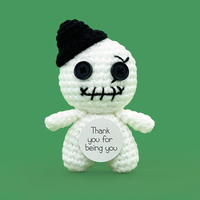 Poupée fantôme au crochet, styles variés, jouet effrayant d'Halloween, figurine amigurumi en coton au lait avec yeux de chauve-souris, cadeaux de fête, cadeau de vacances