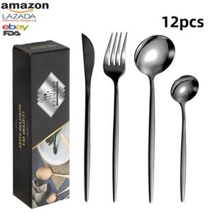 Stainless Steel Eco-Friendly Luxury Knife Fork Spoon Set 24pcs Gold Rose Gold Flatware Stand Food Grade High <b>Mirror</b> Polish - Product Image 6