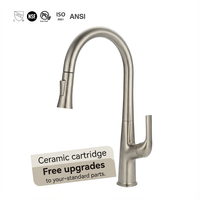 Robinet de cuisine haut de gamme Health UPC à bec flexible, avec douchette extractible 2 fonctions, en zinc chromé, monocommande, monotrou