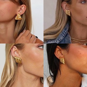 1 Paire de Boucles d'Oreilles Géométriques Hyperboliques en Acier Inoxydable Doré, Bijoux de Mode pour Femmes et Filles, Idéales pour les Fêtes - Product Image 6
