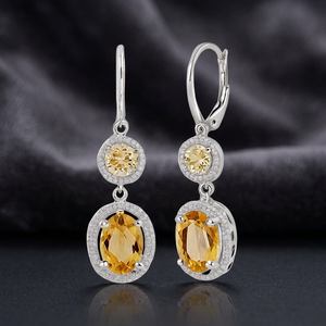 VVLCO JEWELLERY GEMSTONE Most Selling 925 Sterling Silver 18K Gold Plated Trendy Drop <b>Earrings</b> for Women Girls <b>Citrine</b> Zircon - Product Image 4