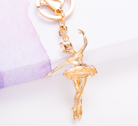 Porte-clés Ballerine en Cristal, Anneau de Clé Fille Danseuse de Ballet, Breloque de Sac en Métal avec Strass, Pendentif Perle, Vente en Gros, Porte-clés Danse Ballet