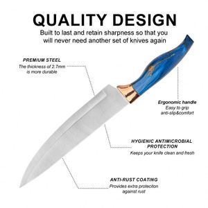 Premium 6 PCS Kitchen <b>Knives</b> Cooking Cutlery <b>Set</b> High Carbon Stainless Steel <b>Sharp</b> Blade Bread Steak <b>Knife</b> With Universal Block - Product Image 2