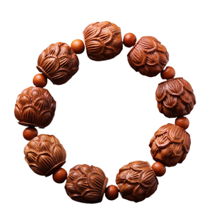 weijun Pulsera <span class=keywords><strong>de</strong></span> seguridad <span class=keywords><strong>de</strong></span> madera <span class=keywords><strong>de</strong></span> durazno exquisitamente tallada, con <span class=keywords><strong>hoja</strong></span> <span class=keywords><strong>de</strong></span> loto y estilo étnico, cuentas protectoras para el coche ZSC04 - Product Image 1