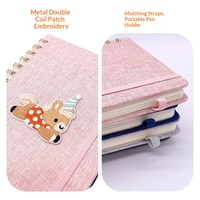 Carnet à spirales A5 en lin rigide avec couleur et design personnalisés pour usage professionnel et scolaire, cadeau personnalisable avec sangle