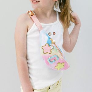 กระเป๋าคาดเอวเด็กแบบสั่งทำพิเศษพร้อมป้ายตัวอักษรพิมพ์ลายเชนิลล์ |   กระเป๋าคาดเอวขนาดเล็กมีซิปกันน้ำแบบพกพาไนลอน - Product Image 2