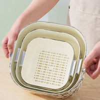 Ensemble de paniers égouttoirs ondulés double couche en plastique et aluminium avec larges poignées, réutilisables, compatibles lave-vaisselle, pour fruits et légumes