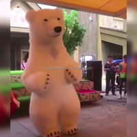 Costume de mascotte gonflable ours polaire brun en peluche douce et écologique de 2,2 m, avec batterie rechargeable, pour adulte unisexe