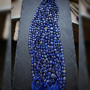 Natural High Polished Lapis Lazuli Oval Tumble <b>Beads</b> <b>Blue</b> 4-10mm 14 Inch Length Nugget <b>Beads</b> for DIY Jewelry - Product Image 3