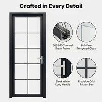 Portes GELLJA en verre français avec cadre en alliage d'aluminium, design minimaliste, étanches pour intérieur et extérieur, modèle avec garantie de 3 ans