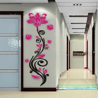 Pegatina de pared de flor de Rosa tridimensional, pegatinas de pared 3D acrílicas, decoración para el hogar, pegatina de PVC extraíble autoadhesiva DIY
