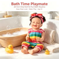 Poupée Bébé Reborn en Silicone de 20 Pouces avec Vêtements Rayés Colorés, Corps Réaliste en Vinyle, Cadeau pour Enfants pour Jeu d'Imitation