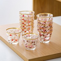 Nouvel ensemble de tasses en verre rétro de luxe léger, style Moyen-Orient, avec bordure dorée, pour thé noir et vin, idéal pour hôtels et cadeaux, service à thé pour la maison