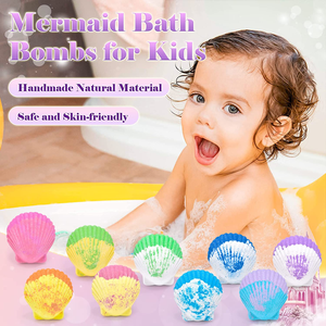 Vente en gros d'huile essentielle végétalienne sel explosif enfants articles de spa bombes de bain coquillage personnalisées sels de spa bombes de bain sirène - Product Image 4