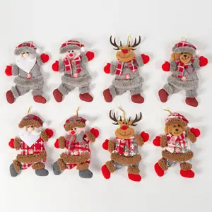 圣诞装饰八个跳舞的圣诞人物雪人老人鹿熊布娃娃圣诞吊坠小礼物