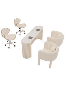 Juego de Mesa y Silla de Manicura Estilo Crema para Salón Comercial, Mueble de Almacenamiento para Salón de Uñas, Decoración para Salón de Uñas, Mesa de Manicura con Luz - Product Image 6