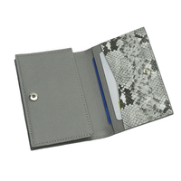 Porte-cartes en cuir PU à motif serpent avec logo personnalisé, portefeuille à rabat avec bouton-pression, porte-monnaie minimaliste multi-emplacements pour femmes