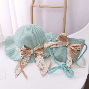 Children's Summer Sun <b>Hat</b> Beach Kids Bay Girl's Folding Straw <b>Hat</b> <b>Bag</b> Set - Product Image 6