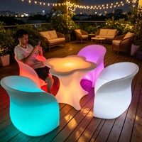 Современные светодиодные кубы RGB с изменением цвета, пластиковые уличные LED-столы и стулья, водонепроницаемая мебель для вечеринок и свадеб на открытом воздухе